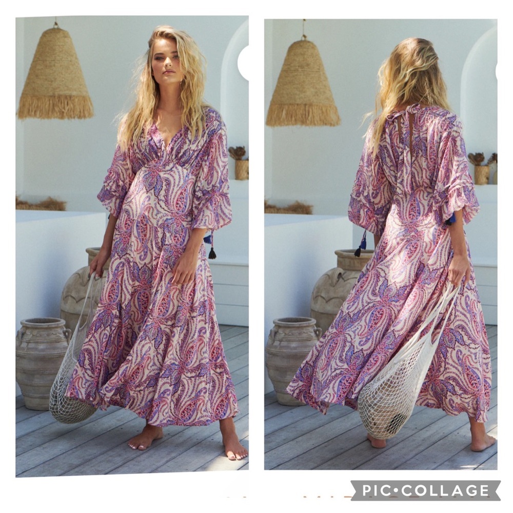 NWT FREE PEOPLE Women’s Multicolor Paisley Mirage Boho Maxi Dress Size 2
